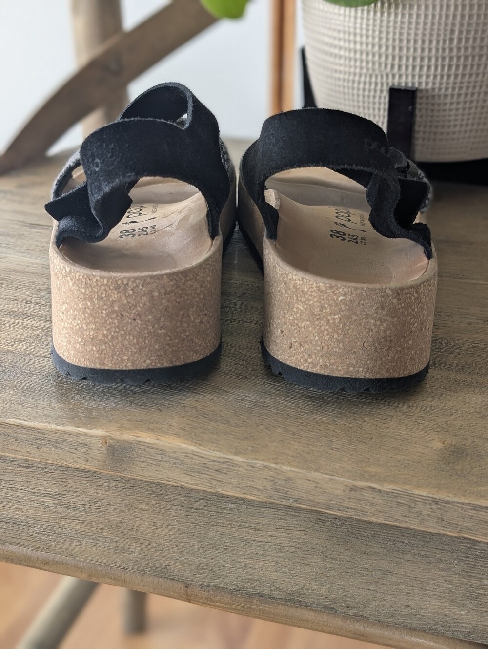 Papillio Birkenstock Glenda 38 Platform Sandal Gray Canvas Suede Ankle Strap - Picture 10 of 11